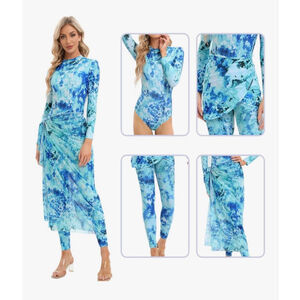 NEW Modest Swimsuits Full Body 4 Pc Muslim Swimwear Set M